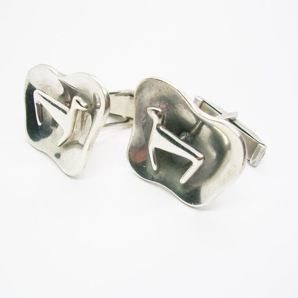 Vintage Sterling Silver Cufflinks  3 Dimensional Alpaca Animal Mexico 925 - Picture 1 of 4